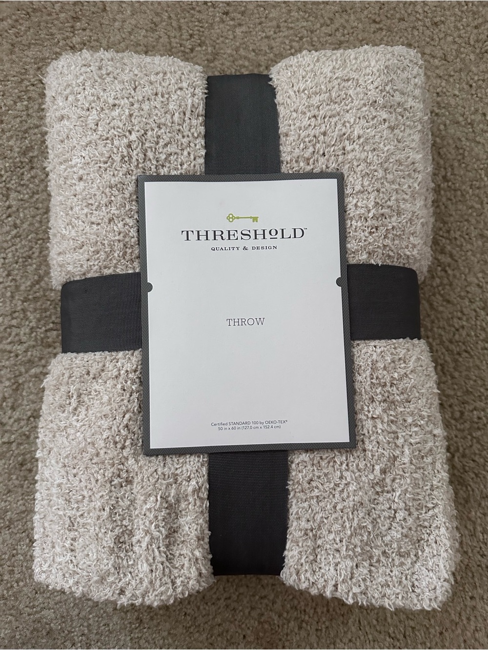 Threshold Beige Cozy Plush Throw Blanket